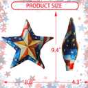 Patriotic Memorial Day 4th of July Christmas Tree Topper, 9 Inches Large Patriotic Memorial Day Independence Day Christmas Tree Decorations for Home Indoor Party, 8.6 x 9.4 x 4.3 inches