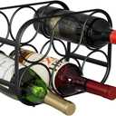 Buruis 6-Bottle Wine Rack, Modern Metal Countertop Wine Holder Stand for Kitchen, Pantry & Cabinet Storage, No Assembly Required, Black