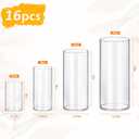 Homjoy Glass Cylinder Vase Sets 16 Pack Tall Clear Flower Vase Hurricane Floating Candle Holder for Table Centerpiece Wedding Home Décor(2.17 x 4IN + 2.56 x 6IN + 3.15 x 8IN + 3.55 x 10IN)