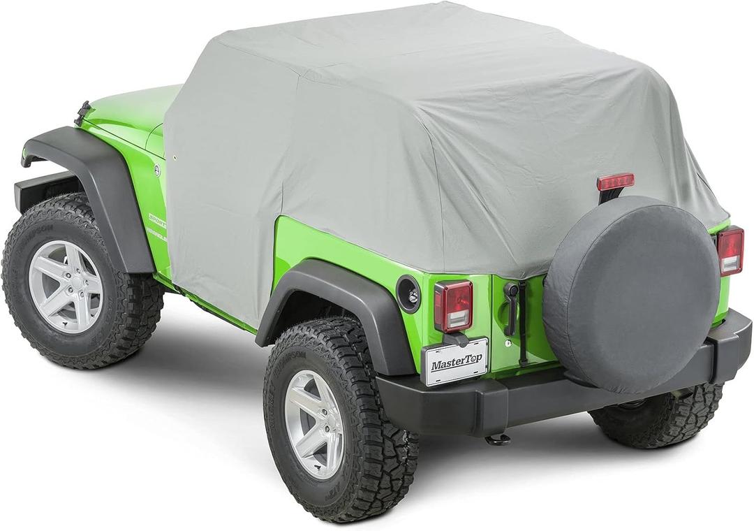 MasterTop Full Door Cab Cover Fits 2007-2018 Jeep JK Wrangler 2Dr with hard or soft top removed| Made with Durable Waterproof Exterior and Paint Pampering Soft Interior|11110309