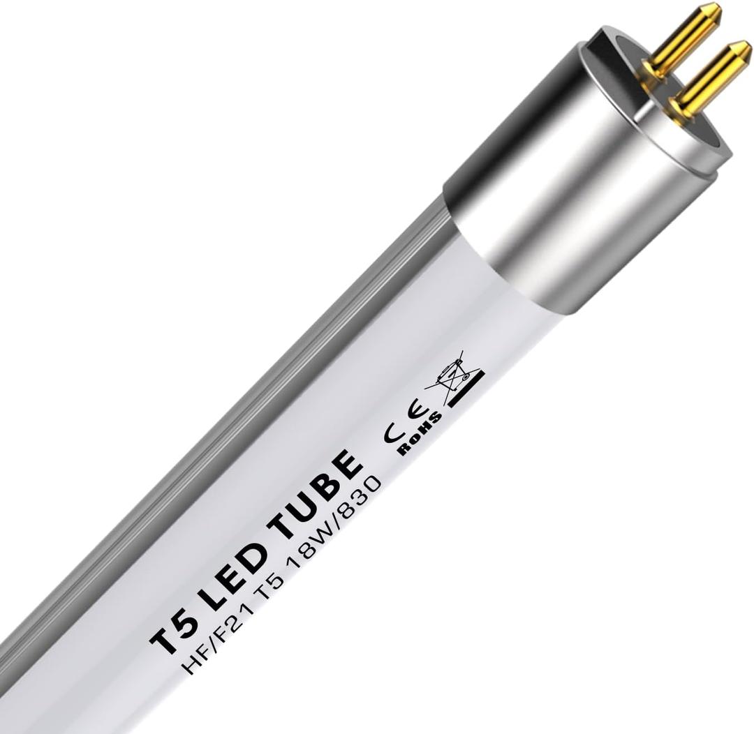IHYCTV F21T5WW 3 ft. LED T5 Tube, 34-inch, 3000 Kelvin, Warm White, 18W, 2050 Lumens, G5 Base, Type A, Plug and Play, Operates with Compatible Electronic Ballast, 140 Degrees, 1 Piece