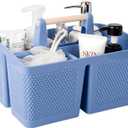 rejomiik Portable Shower Caddy Basket Plastic Cleaning Caddy Organizer Storage Tote with Handle for Bathroom, College, Dorm Room Essentials, Dark Blue