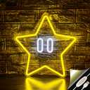 Star Neon Sign, Gaming Led Neon Light for Kids Bedroom Wall Decor Game Room Decor,Man Cave,Dimmable Gaming Star Led Sign Gifts for Kids Boys (Yellow with White Backplate)