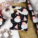 MAYPLUSS Christmas Wrapping Paper Roll - 17IN X 33FT - Black Gift Wrap Paper Featuring Santa Claus Snowflake Christmas Tree Reversible Gold for Kids, Holiday, New Year