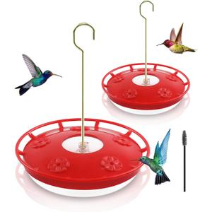 FEED GARDEN 2 Pack 16 OZ Hummingbird Feeders for Outdoor 5 Feeder Ports Ant Bee Proof Leak-Proof Cleaning Brushes Nectar Easy Clean Fill Bird Feeder for Garden Red Dcor Gifts for Mom