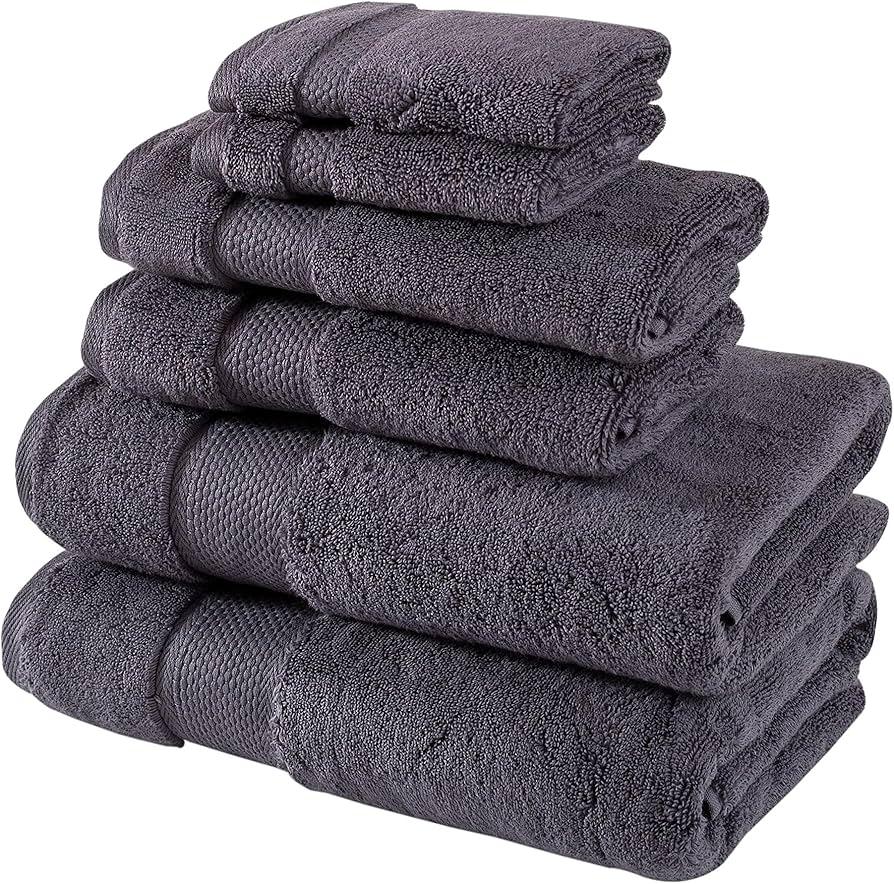Simpli-Magic Cotton Bath Towels, 25x50, Charcoal , 6 Pack