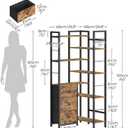 Corner Bookshelf, 7 Tier Bookcase with 3 Drawers, Storage Corner Shelf, Freestanding Tall L-Shaped Display Shelf, Industrial Style, for Living Room, Home Office, Rustic Brown and Black SJ10BR, 68 centimeters x 68 centimeters x 165 centimeters