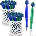 Supervitae 50 Pcs Globe Earth Pens Novelty Eco World Map Green Blue Ballpoint Pen 1 mm Black Gel Ink for Travel Souvenir, Party Favor, Earth Day Gift, Student Reward, Teacher Desk Decor, Office Supply