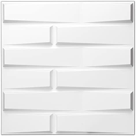 Art3d Decorative 3D PVC Wall Panel for Interior Décor, 12-Pack 19.7 x 19.7 in. White
