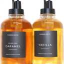 Syrup Dispenser for Coffee Bars, Set of 2 Glass Syrup Bottles with Black Pumps, 16.9 oz 500 ml, Coffee Bar Accessories, Includes Sugar Free Coffee Syrup Labels in Black