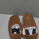 Men’s Premium Everyday Moccasin Slippers Crafted Leather Upper Plush Shearling-Style Lining Removable PU Arch Support Insole with Deep Heel Cup Non-Slip Non-Marking Rubber Sole Fold-Down Heel Indoor Outdoor, 10