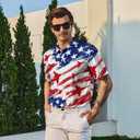 Golf Shirts for Men Funny Golf Polo Shirts Short Sleeve Polo Shirts Moisture Wicking Performance Golf Outfits (X-Large, American Flag-3)