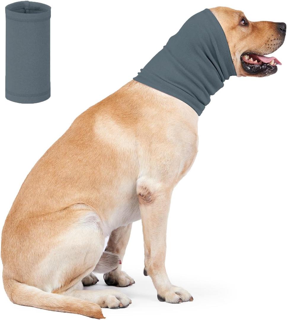 2 x MAMORE Dog Calming Hoodie, Dog's Ear Muffs Head Cover for Anxiety Relief, Grooming and Force Drying Protection, Noise Canceling for Dogs (Light Blue, Small)