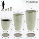Neoaider 24/21/12 Inch Large Plastic Planter, Lightweight Ceramic-Look Tall Planters with Drain Hole & Saucers, Tall Plastic Planters for Porch, Garden, Patio, Balcony(Drip Glaze)