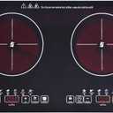 24 inch 2 Burners Electric Cooktop 110V Ceramic Electric Stove with 2 Cooktops 2200W Ajustable portable Electric Cooktop for Cooking(2 Burner Countertop)