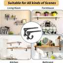 Cast Iron Shelf Brackets 4 Inch, 4 Pack Black Rustic Shelf Brackets with HooksHeavy Duty Floating Brackets Wall Mounted, Decorative Brackets for Wood Shelves