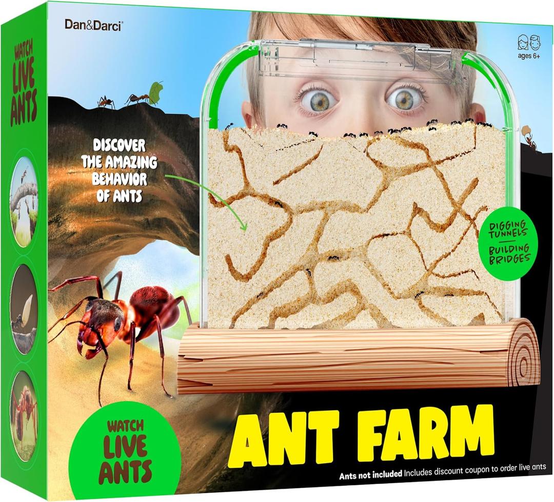 Dan&Darci Ant Farm Kit for Kids - Farms Colony - Includes Ants Voucher - Sand Habitat Kits - Bug Terrarium House - Educational Science Gifts for Kid - Nature Learning Toys for Boys, Girls & Adults