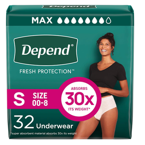 Depend Fresh Protection Adult Diapers, Incontinence & Postpartum Bladder Leak Underwear for Women, Disposable, Maximum, Small, Blush, 32 Count