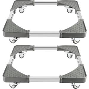 HAKZEON 2 Packs Movable Base, Adjustable Fridge Stand Washing Machine Stand Mobile Roller with 4 Locking Swivel, Telescopic Furniture Dolly Roller, Load Up 480 LB