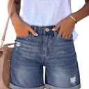 Luvamia Women's Casual Ripped Denim Shorts High Rise Summer Destoryed Jeans Shorts Jean Shorts Womens High Waisted Shorts Women Reef Blue Size Large