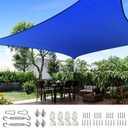 Quictent 24X24FT 185 GSM HDPE Square Sun Shade Sail Canopy 98% Sun Block Outdoor Patio Garden with Hardware Kit (Blue)