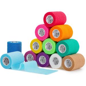 Mr. Pen- Self Adhesive Bandage Wrap, 3" x 5 Yards, 12 Pack, Assorted Colors Elastic Cohesive Bandage Wrap for Sports, Wrist, Ankle and Vet, Grip Tape, Self Sticking, Highly Stretchy for Injury Support