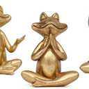 Suoedd Gold Frog Figurines Yoga Decor 3.7In Set of 3 Frog Yoga Statues for Modern Living Room Desk Table Home Office Bookshelf Shelves Sculptures Decor,Gifts for Mom Women