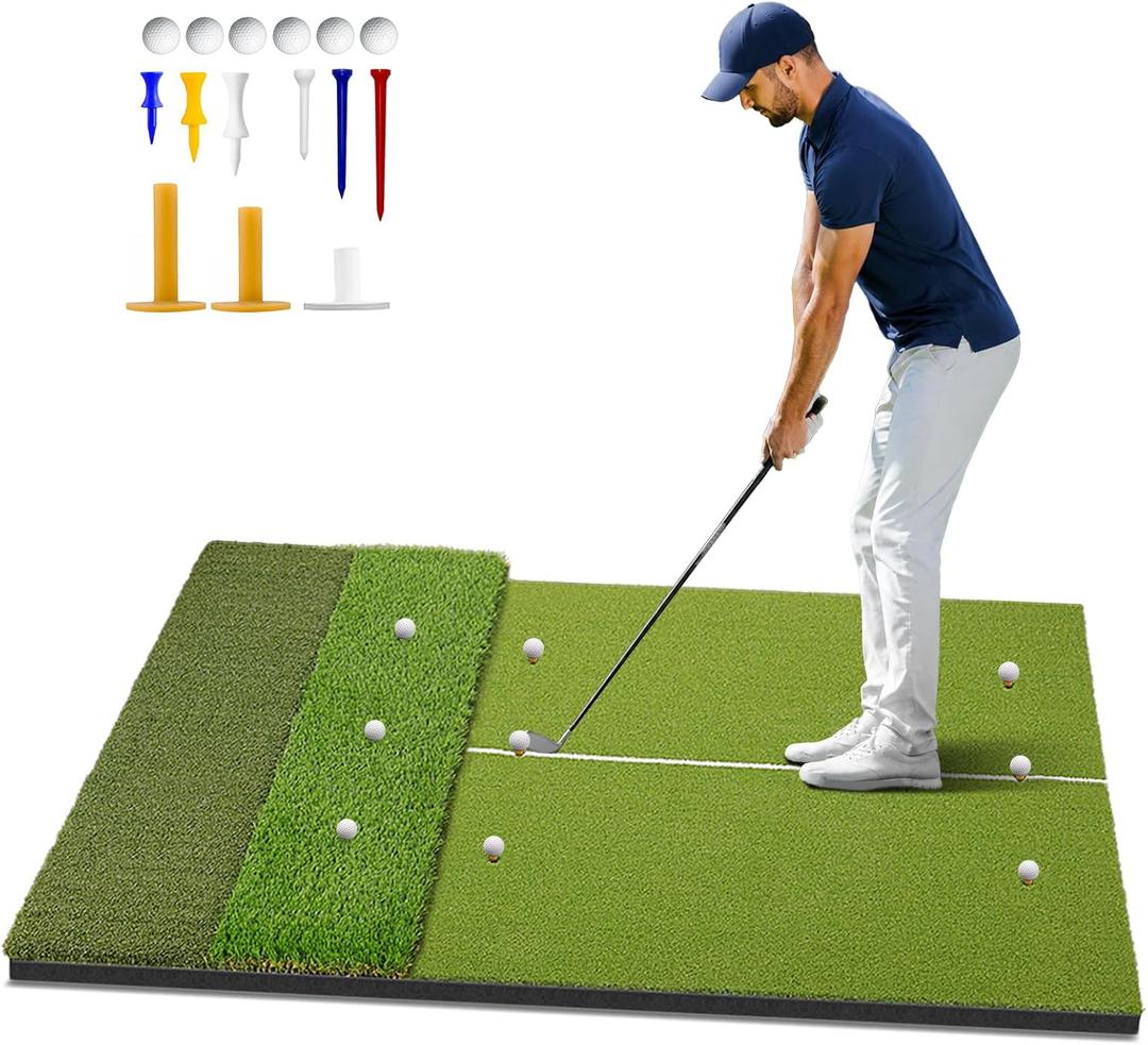 Tri Golf Hitting Mat 6x4ft Golf Mats with Thickened 20mm EVA Base