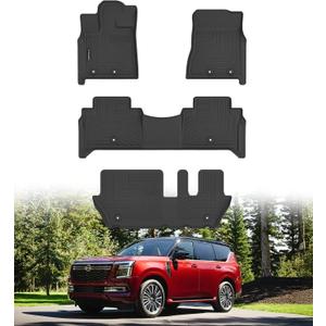 Floor Mats for 2025 Nissan Armada/Infiniti QX80 8 Seats All Weather Floor Liners TPE Rubber Fit for Nissan Armada 2025 Anti-Slip Full Set Automobile Mats Accessories Floor Mats for 2025 Nissan Armada/Infiniti QX80 8 Seats All Weather Floor Liners TPE Rubber Fit for Nissan Armada 2025 Anti-Slip Full Set Automobile Mats Accessories
