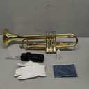 Bb Standard Trumpet Set for Beginner or Advanced Student, Brass Student Trumpet Instrument with Hard Case, Cleaning Kit, 7C Mouthpiece and Gloves (Gold)