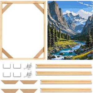 DIY Solid Wood Canvas Frame Kit 9.84 x13.77 Inch (25x35cm)-Easy to Assemble Canvas Stretching System Frame for 12x16inch Diamond Painting Frames