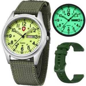 Gosasa Unisex Military Watches Sport Textile Nylon Strap Stylish Men Watch Luminous Fashion Watches Analog Display Quartz Waterproof Casual Wristwatch