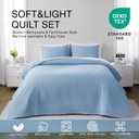 Max Oversized California King Quilt Set  112"x106" Soft Washed 3-Layer Lightweight Bedspread with Multi-Lock Quilting, Minimalist Nordic Bedding, All-Season Quilt Set (1 Quilt + 2 Pillow Shams) Blue