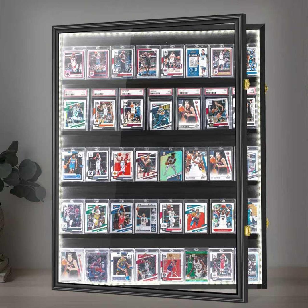 Graded Card Display Case with LED Light, Large Baseball Card Frame