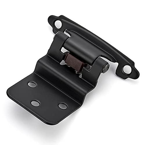Ravinte 60 Packs (30 Pairs) 3/8" Inset Matte Black Cabinet Hinge, Self Closing Hinges for Kitchen/Bathroom/Furniture Cabinets & Doors. Decorative Hardware with Door Bumper.
