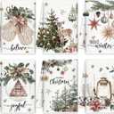 FuWeave Christmas Kitchen Towels Beige Xmas Tree Dishtowels Decorative Hello Winter Hand Towels Absorbent Gloves Ball Merry Christmas Tea Drying Cloth Xmas Decor for Kitchen Bathroom Farmhouse Gift