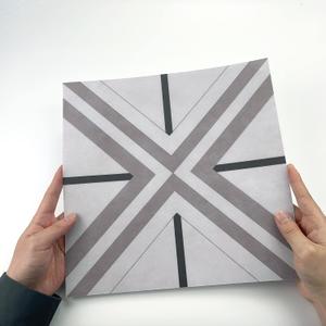 12 Pcs Peel and Stick Frosted Vinyl Floor Tiles Sticker for Kitchen Bathroom, Waterproof Backsplash Sticker Wall Tile Stickers, 12x12inch/30x30cm, Geometric Lines Cement