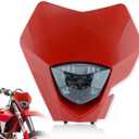 Universal Dirt Bike LED Head Lamp - Motorcycle LED Headlights for Pit Bike ATV (Red)