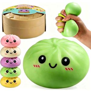 Mystery Dumpling Squeeze Toys Stress Balls Sensory Toy Soft Squeeze Decompression Dough for Adults (Green)