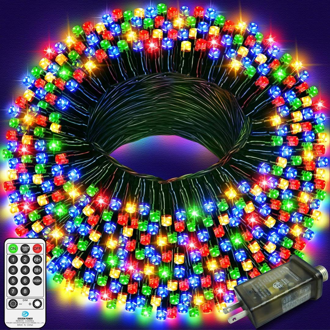 394 FT 1000 LED Christmas Lights Outdoor String Lights 8 Modes & Timer Fairy Lights Plug in Waterproof LED String Lights for Xmas Yard Tree Patio Wedding Holiday Party Decorations (Multicolor)