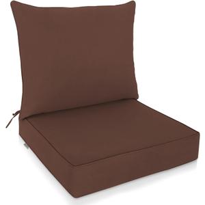 EAGLE PEAK Outdoor Deep Seat Patio Seat Cushion Set, 25 x 25 x 5 inch, 2-Piece Back Chair Cushion, Set of 1, Brown