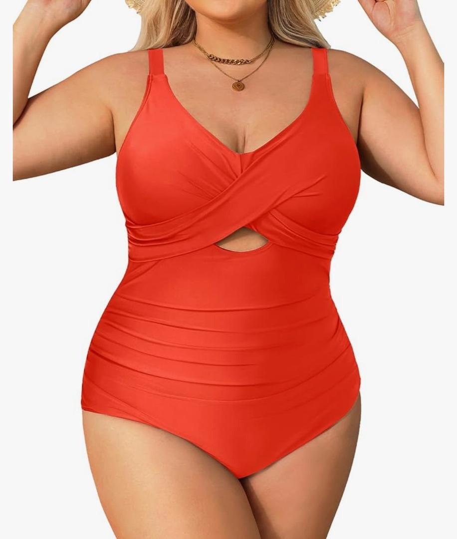 Daci Plus Size One Piece Swimsuits - Tummy Control Bathing Suit for Women Cutout Swimwear,20W
