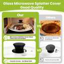 10in Glass Microwave Splatter Cover Microwave Safe Glass Lid Cover with Ceramic Screw, Heat Resistant Tempered Glass Splatter Guard, Vented Universal Microwave Plate Cover, Dishwasher Safe