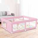 Hiaksedt Large Baby Playpen with Mat 50"x50" Baby Girl Play Pen for Babies and Toddlers, Safe Structure and Soft, Skin-Friendly Fabric with Zipper Gates Pink