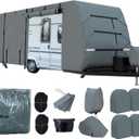 Travel Trailer RV Cover Fits Camper Cover, 7 Layers Heavy Duty RV & Trailer Cover, Toy Hauler Cover with Tongue Jack Cover Extra Windproof Straps Gutter Covers (22-24FT)