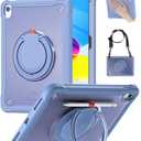 BRAECN for iPad (A16) 11th/10th Generation Case 11 inch 2025/10.9'' 2022 Handle Protective Cover 360 Rotating Ring Stand, Shockproof Dropproof Case for Kids Kickstand & Pencil Holder & Shoulder Strap, Lavender Grey