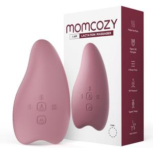 Momcozy Warming Lactation Massager 2-in-1, Soft Breast Massager for Breastfeeding, Heat + Vibration Adjustable for Clogged Ducts, Improve Milk Flow, Engorgement (Red)