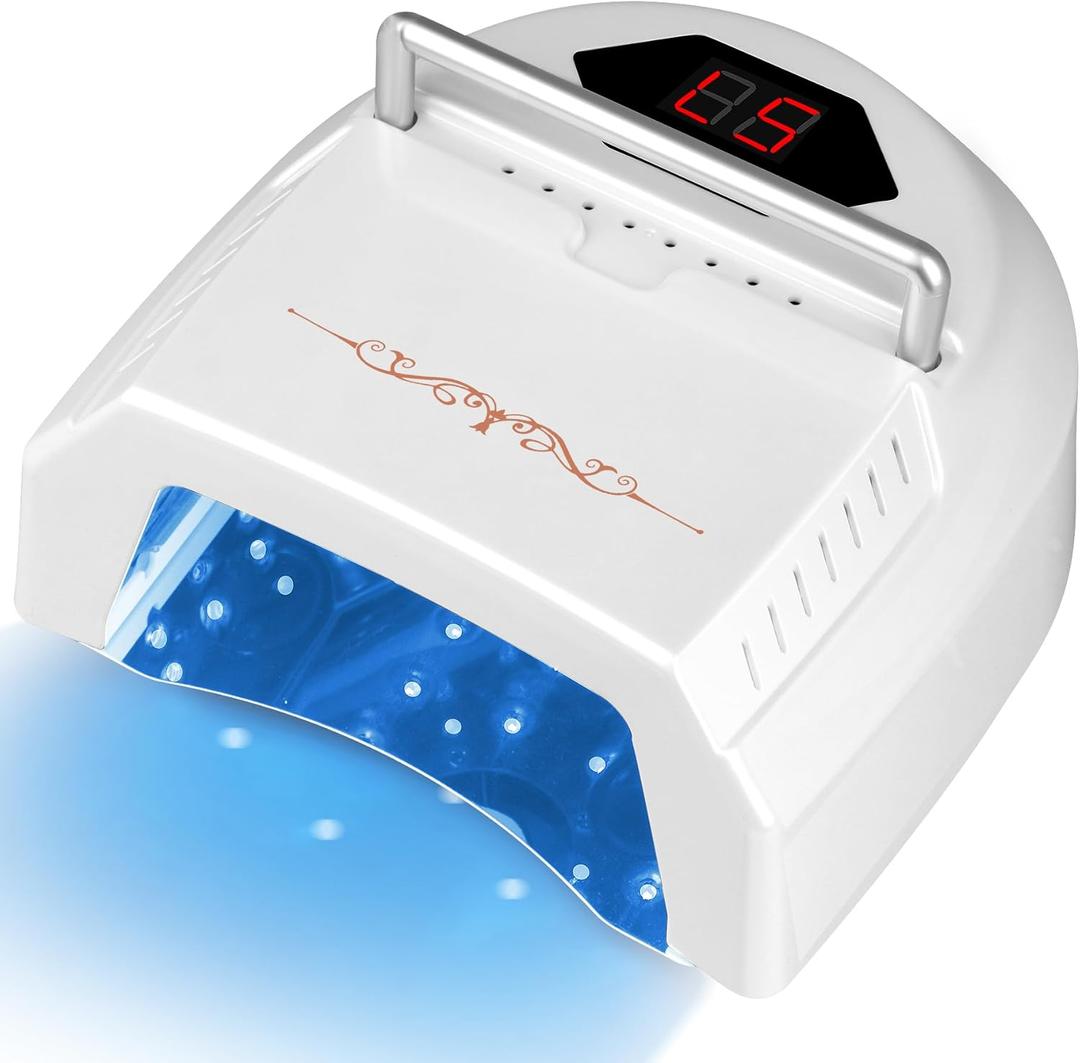 UV LED Nail Lamp Rechargebale, 72W Cordless Gel Nail Lamp with Fan Professional Nail Lamps for Gel Nails Nail Dryer with 45 Beads, Perfect for Salon Manicure, Pedicure, Home DIY Use (Pure White)