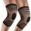 Knee Brace for Women & Men1 Pair, Copper Knee Braces for Knee Pain and Support, Copper Ions Fiber Compression Knee Sleeve for Running, Meniscus Tear, ACL, Joint Pain Relief (2, X-Large)