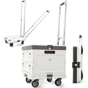 Wellmax Rolling Crate with Wheels, Foldable Utility Cart with Adjustable Handle, Silent Rolling Design, 132 lbs Load Capacity Great for Teachers, Office, Groceries & Everyday Use